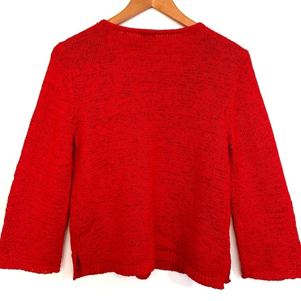 Chico’s Red V-Neck Petite Split Hem Sweater Size 1 Small or 8/10 - Picture 9 of 10